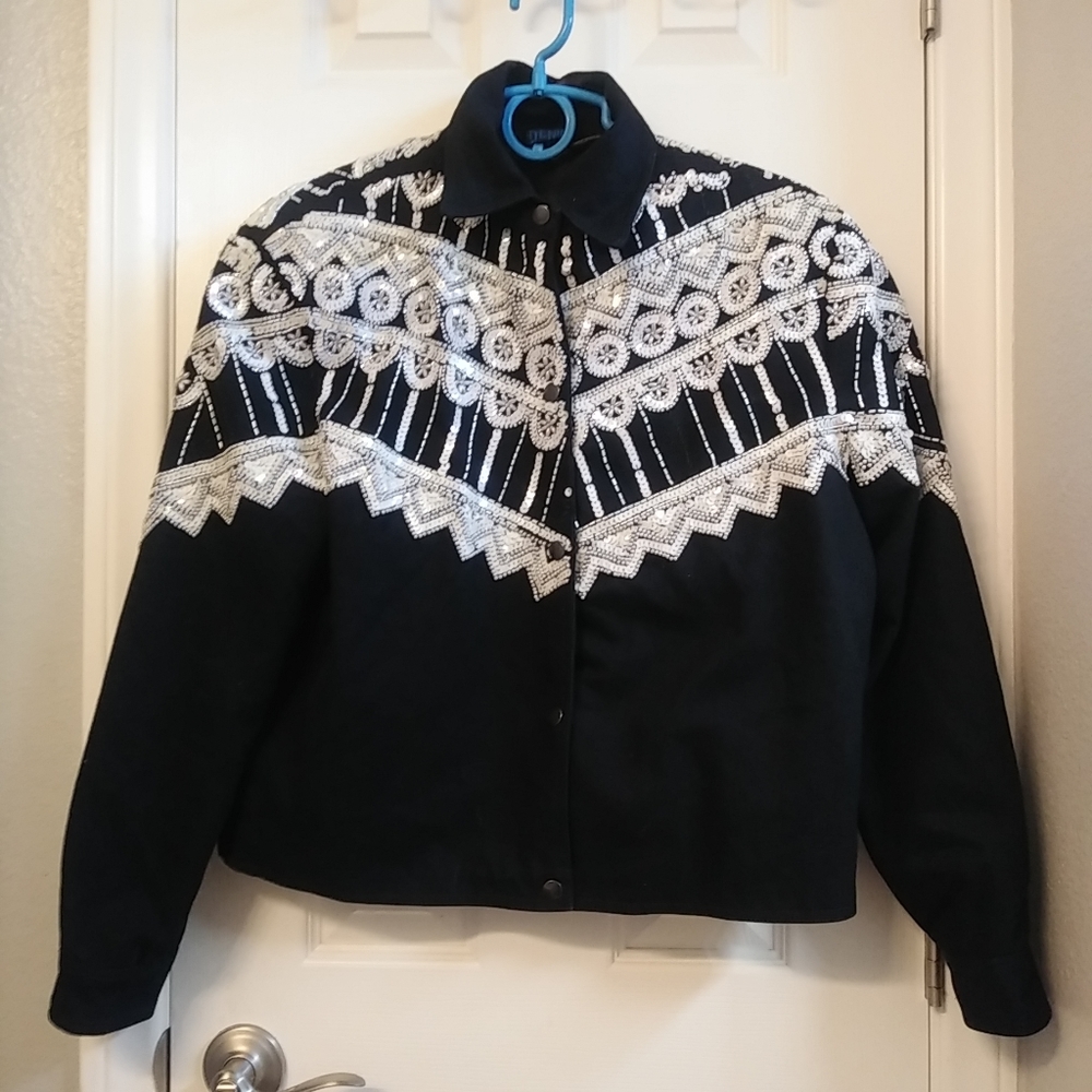 Vintage modi denim embellished jacket